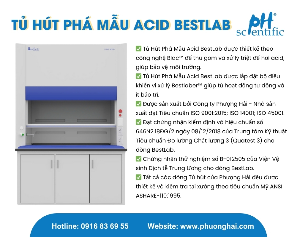 Tủ Hút Phá Mẫu Acid BestLab: Công Nghệ Blac™ Đột Phá Trong Xử Lý Hơi Acid